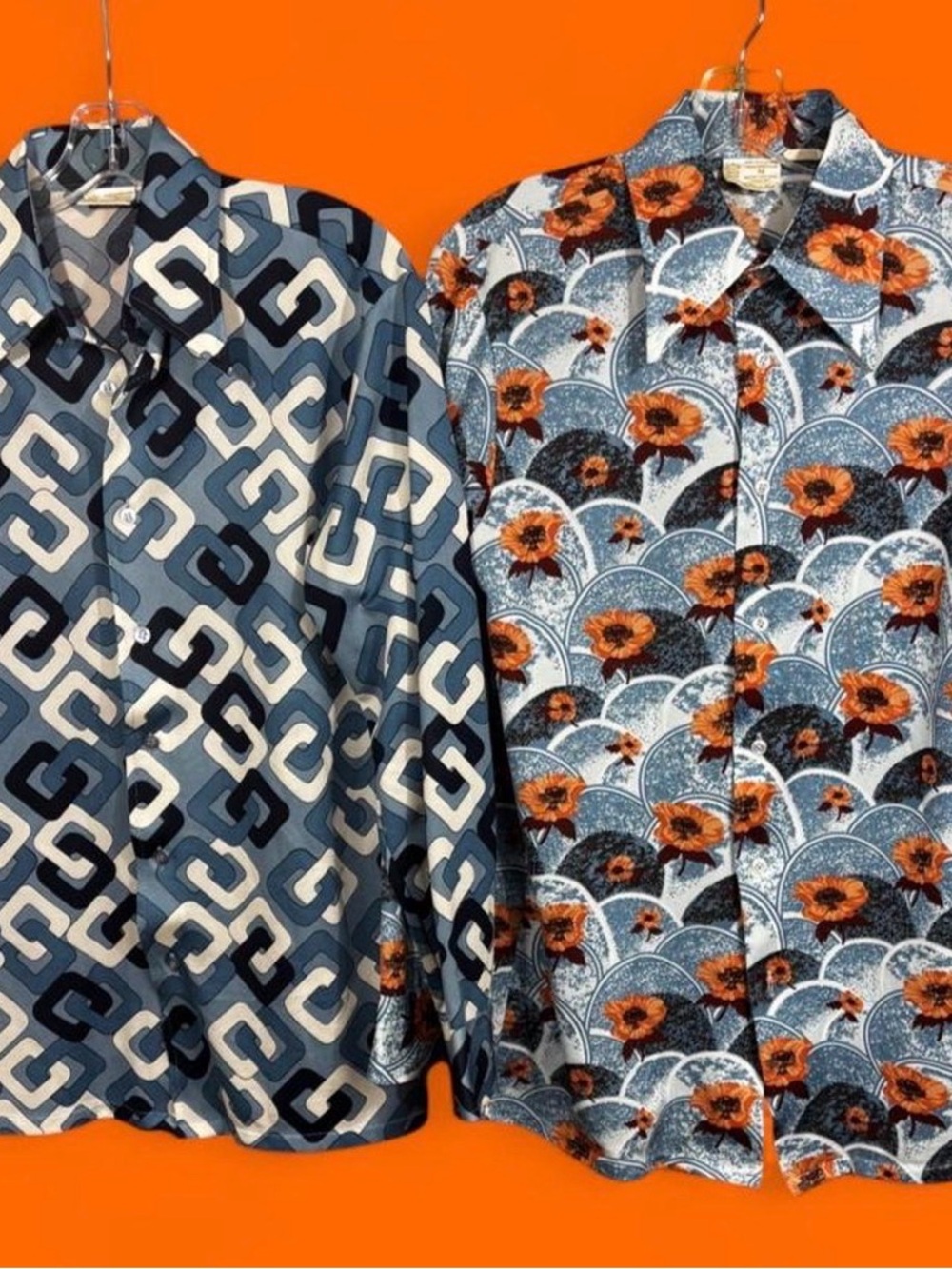 Groovy vintage bundle of medium men’s polyester printed disco button down shirts